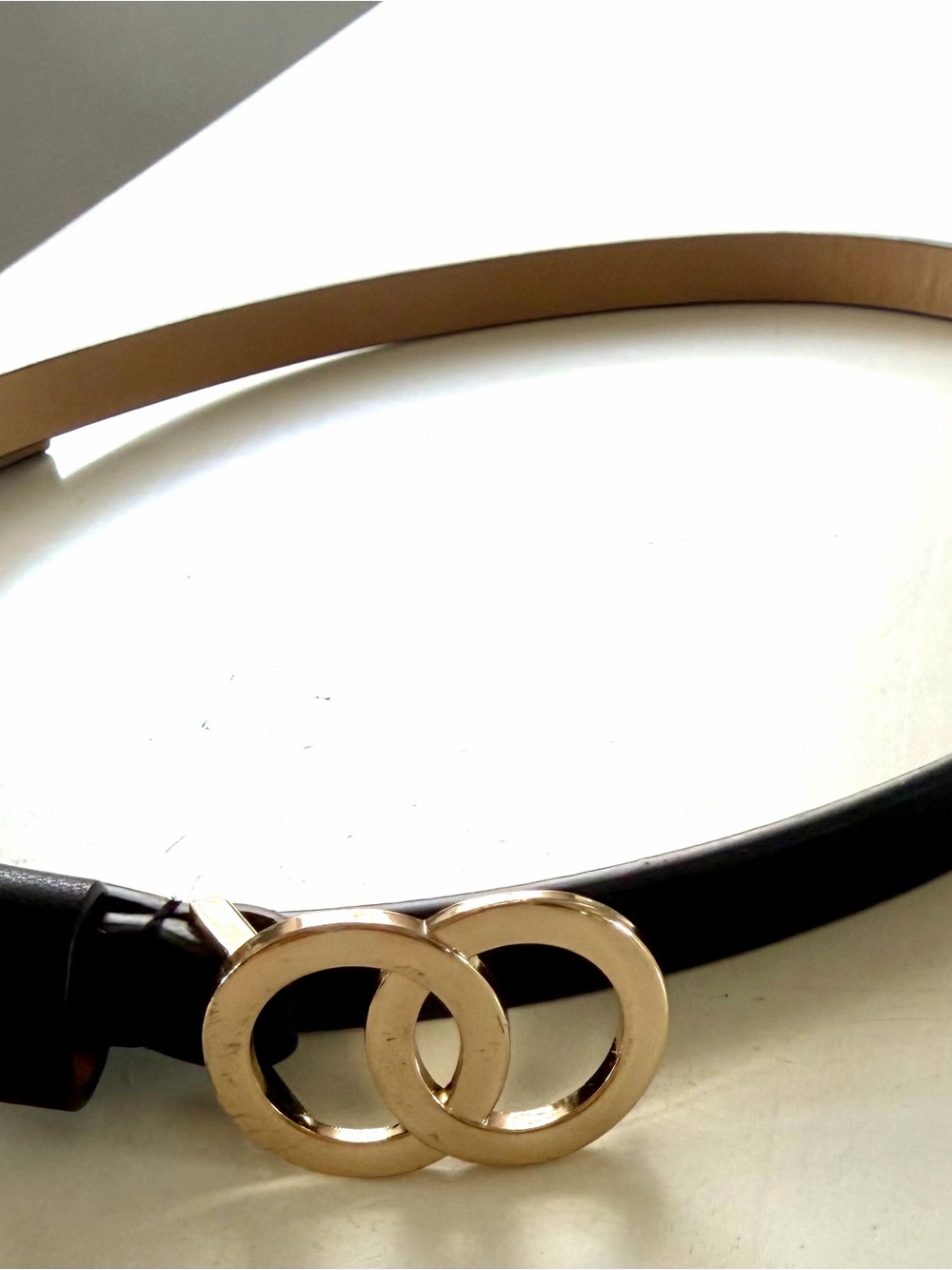 Classic Belt with Interlocking Gold Rings